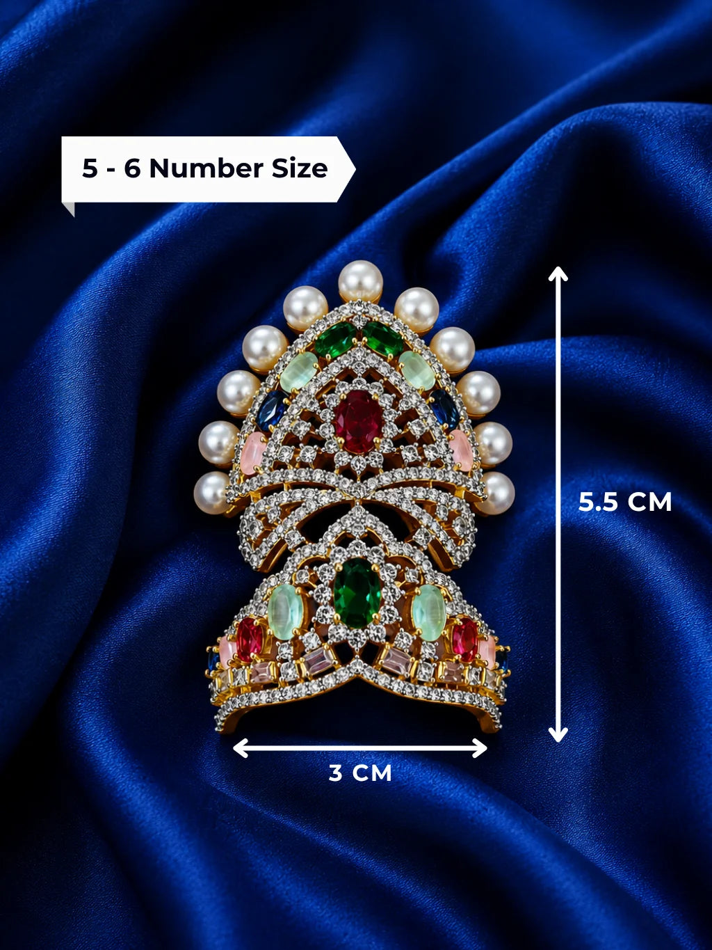 Royal Navratan Mukut & Kanthi Haar Shringar Set for Laddu Gopal & Deities
