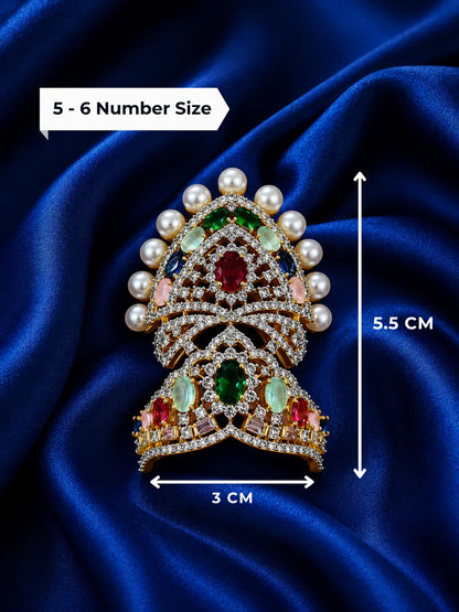 Royal Navratan Mukut & Kanthi Haar Shringar Set for Laddu Gopal & Deities