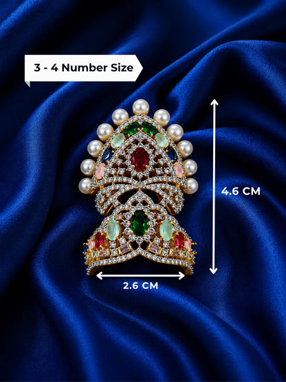 Royal Navratan Mukut & Kanthi Haar Shringar Set for Laddu Gopal & Deities