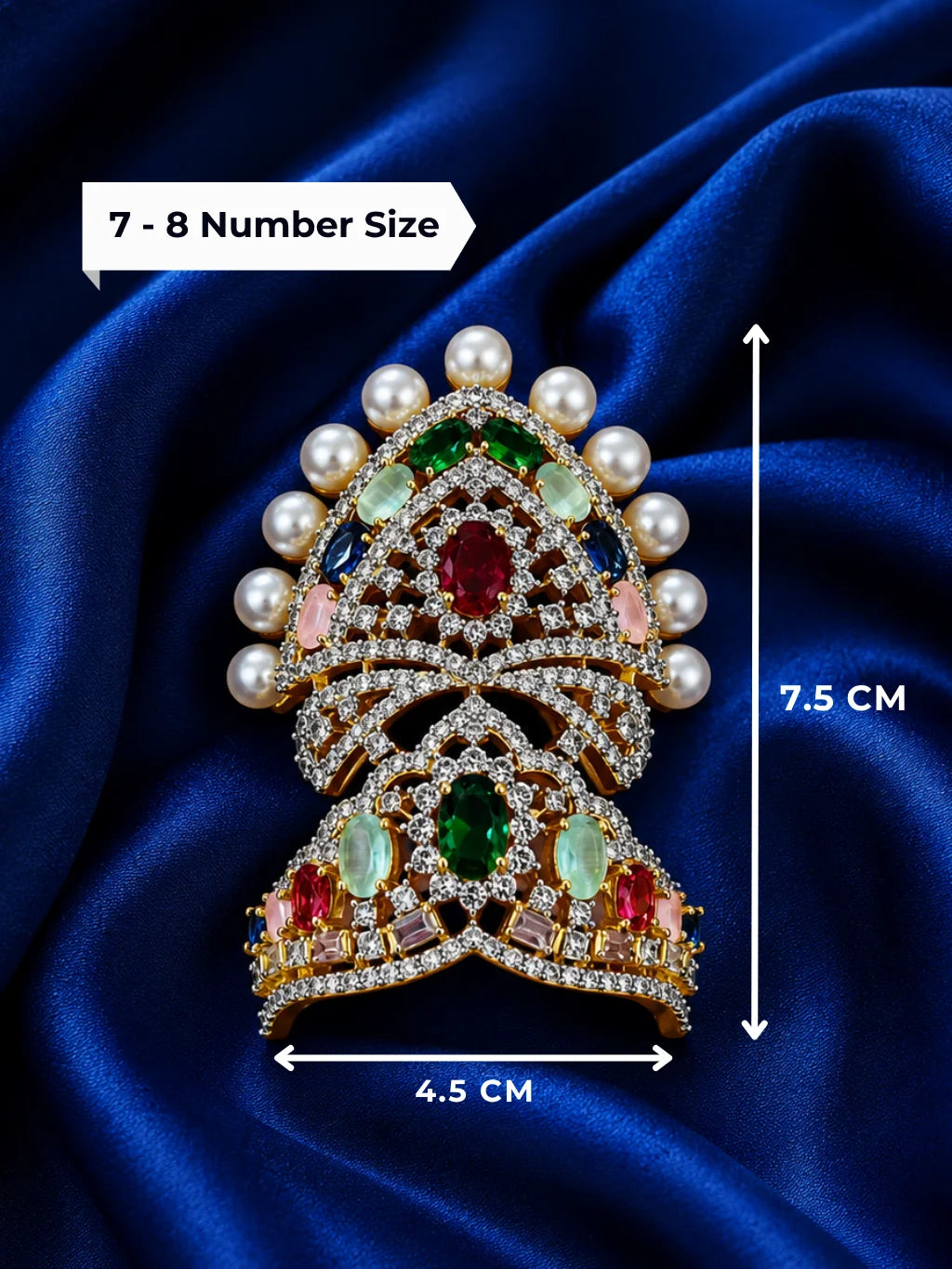 Royal Navratan Mukut & Kanthi Haar Shringar Set for Laddu Gopal & Deities