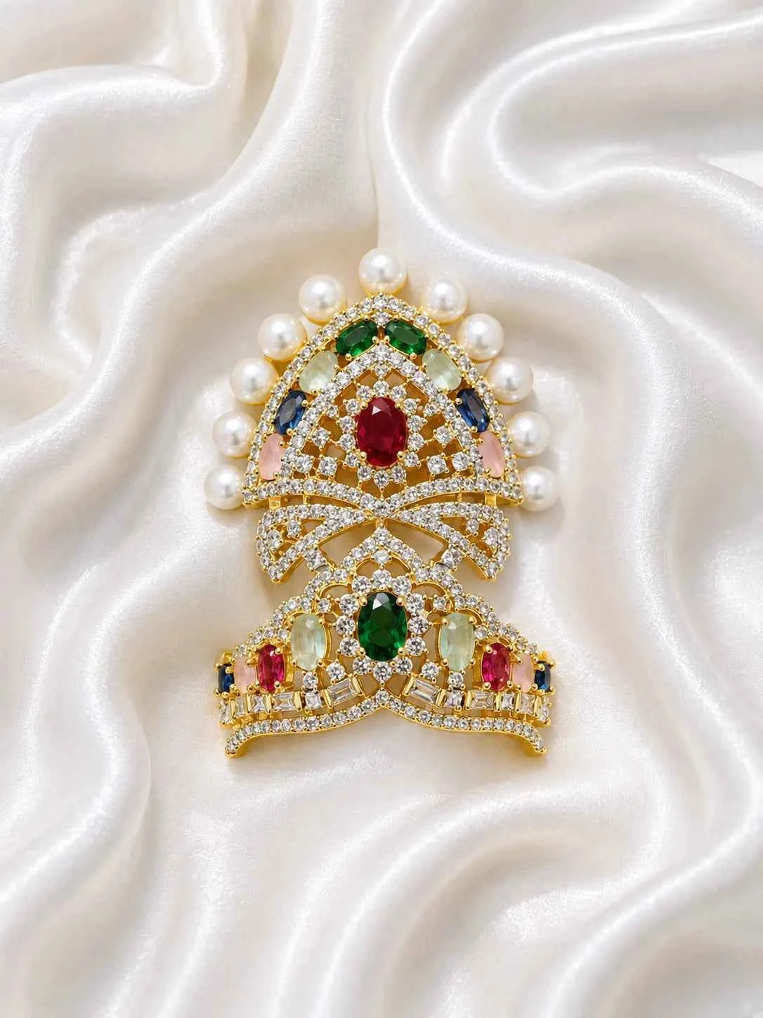 Royal Navratan Mukut & Kanthi Haar Shringar Set for Laddu Gopal & Deities