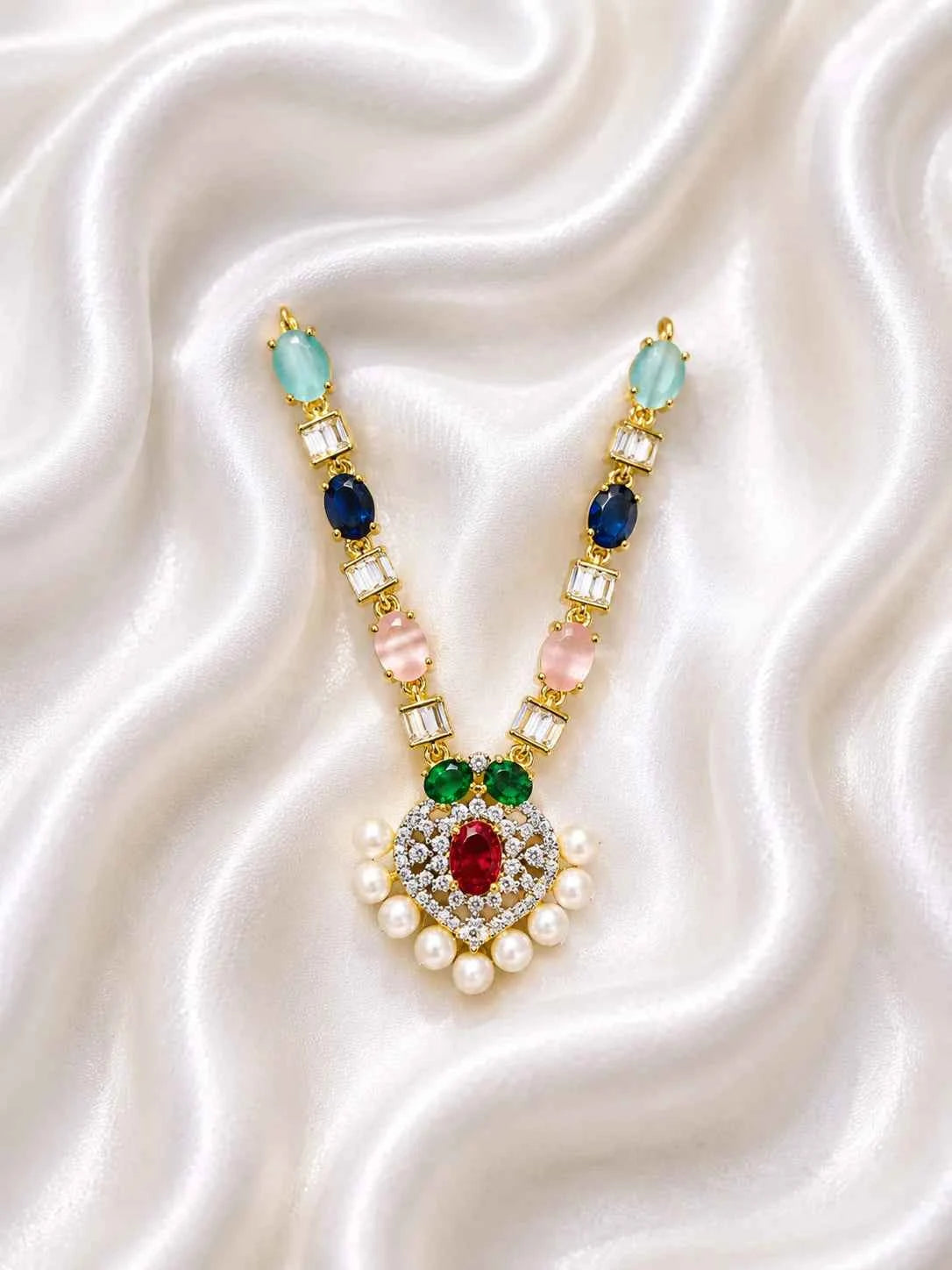 Royal Navratan Mukut & Kanthi Haar Shringar Set for Laddu Gopal & Deities