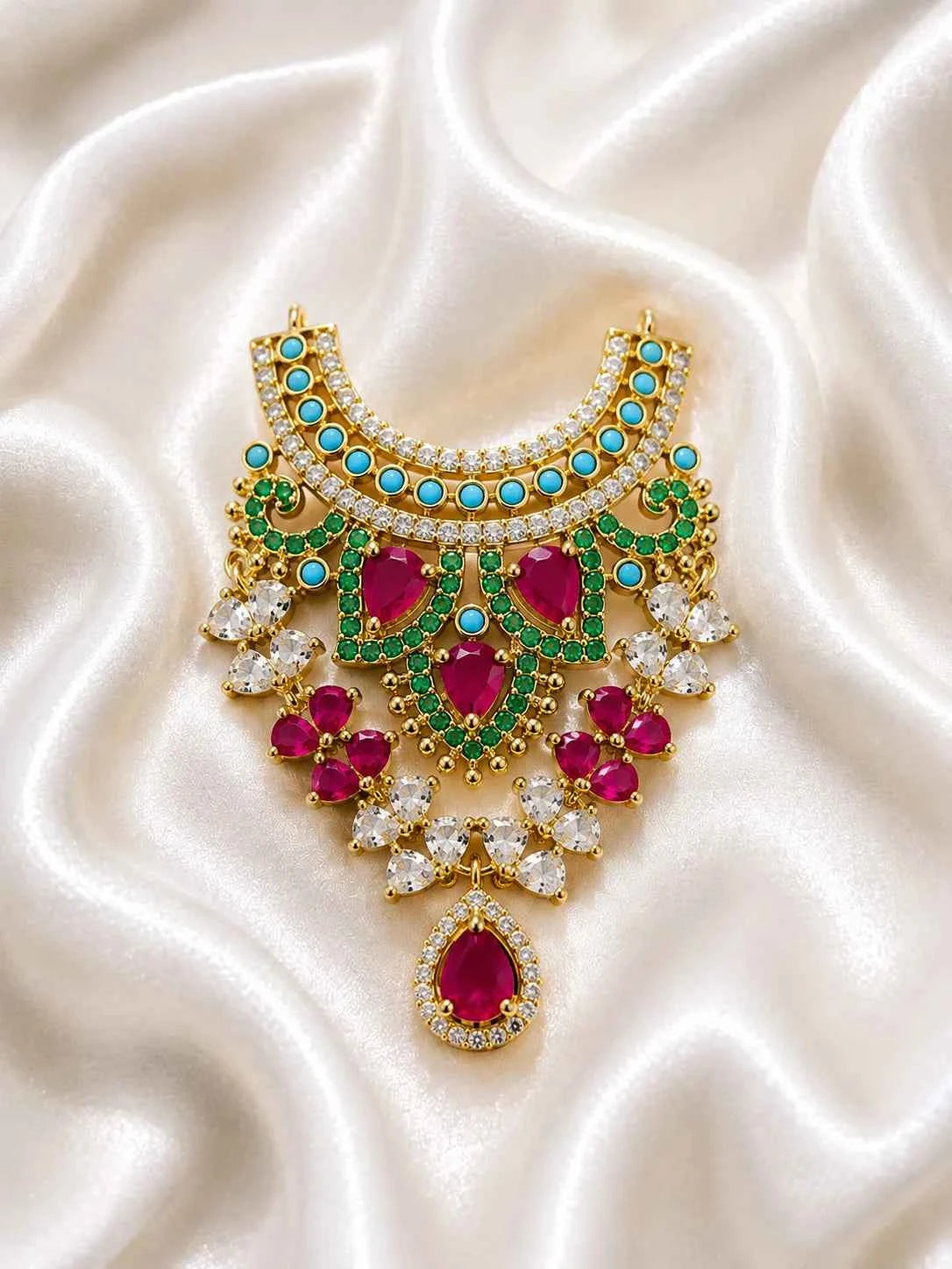 Navratna Style Multi-Color AD Stone Choker Haar
