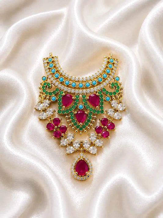 Navratna Style Multi-Color AD Stone Choker Haar