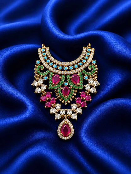 Navratna Style Multi-Color AD Stone Choker Haar