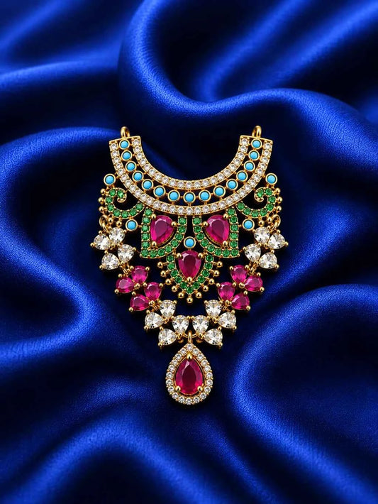 Navratna Style Multi-Color AD Stone Choker Haar