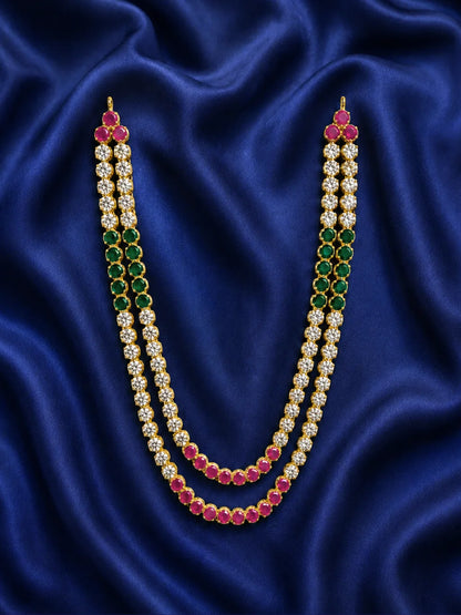 Adorn your deity with the Nayantara AD Haar, featuring sparkling AD stones for an elegant and radiant appearance during puja and festivals.