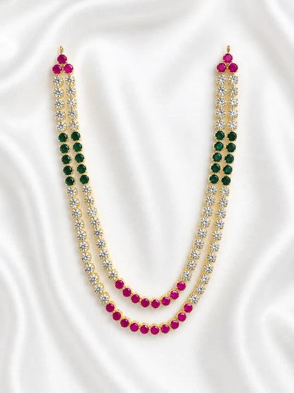 Adorn your deity with the Nayantara AD Haar, featuring sparkling AD stones for an elegant and radiant appearance during puja and festivals.