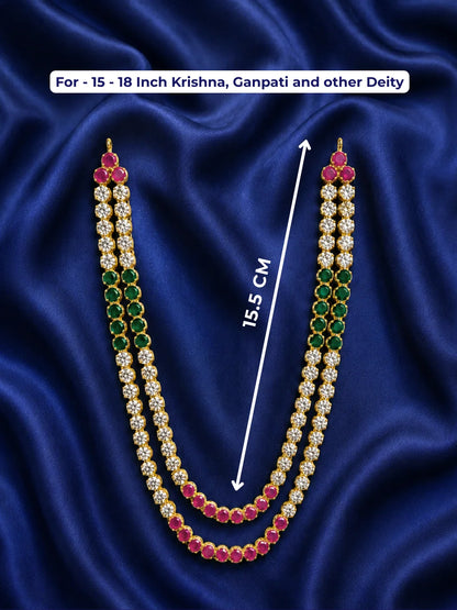 Adorn your deity with the Nayantara AD Haar, featuring sparkling AD stones for an elegant and radiant appearance during puja and festivals.