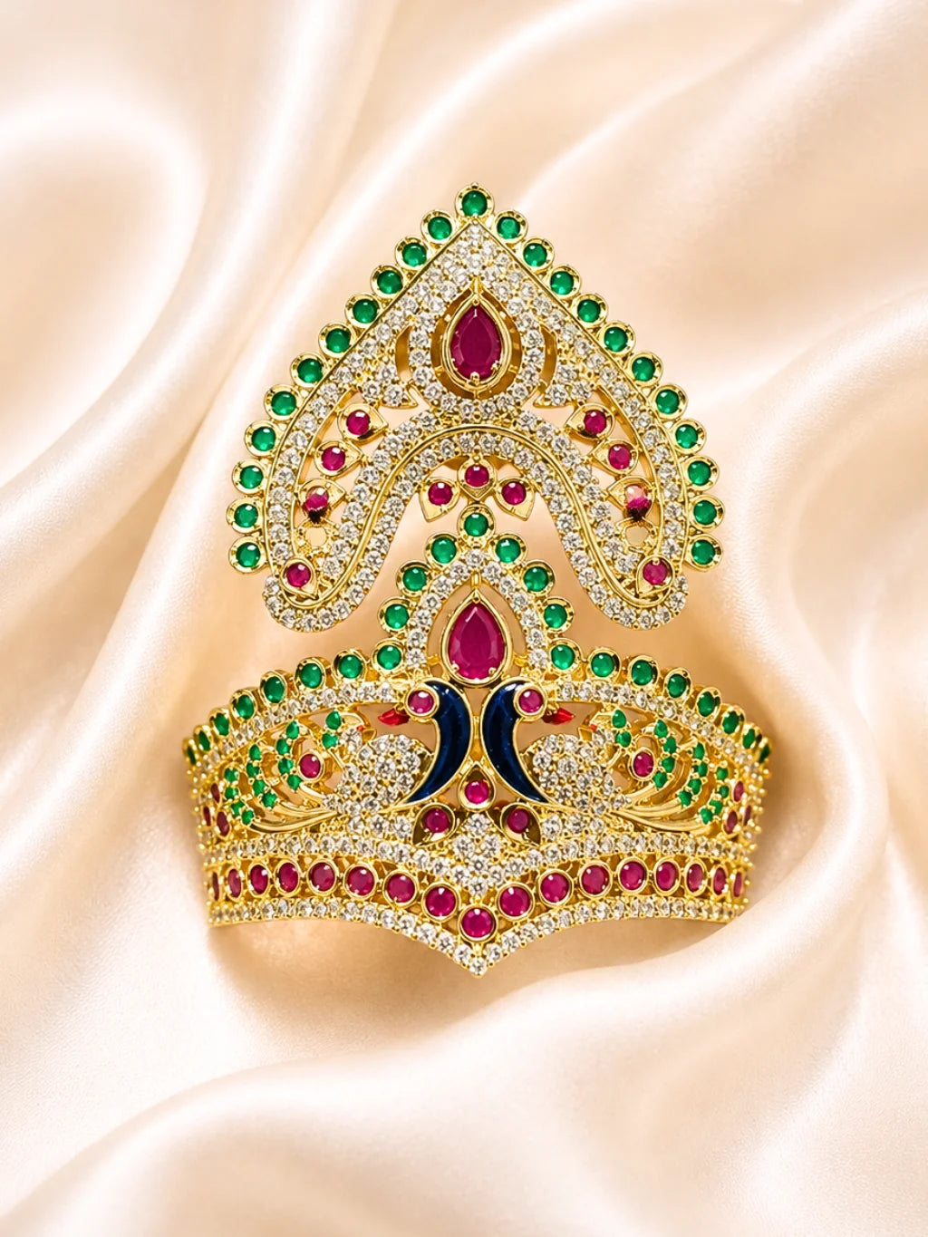 Neel Mayur AD Stone Mukut for Deity and Laddu Gopal Shringar