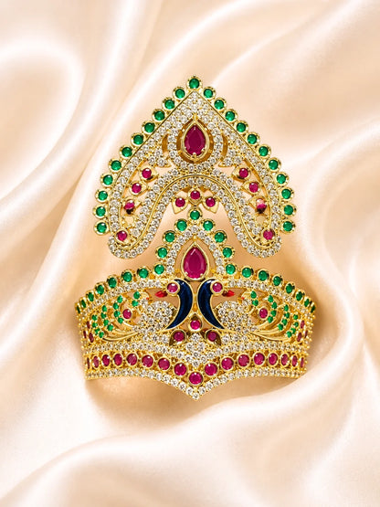 Neel Mayur AD Stone Mukut for Deity and Laddu Gopal Shringar