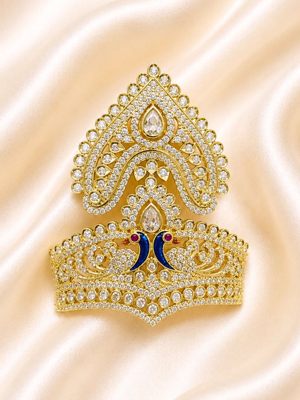 Neel Mayur AD Stone Mukut for Deity and Laddu Gopal Shringar