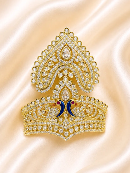Neel Mayur AD Stone Mukut for Deity and Laddu Gopal Shringar