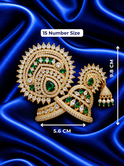 Neel Ratna Darbar AD Mukut for Deity with royal blue jewel-inspired accents and sparkling American Diamond detailing
