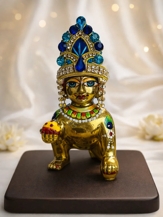 Neel Ratna mukut for deity with royal blue stone crown design