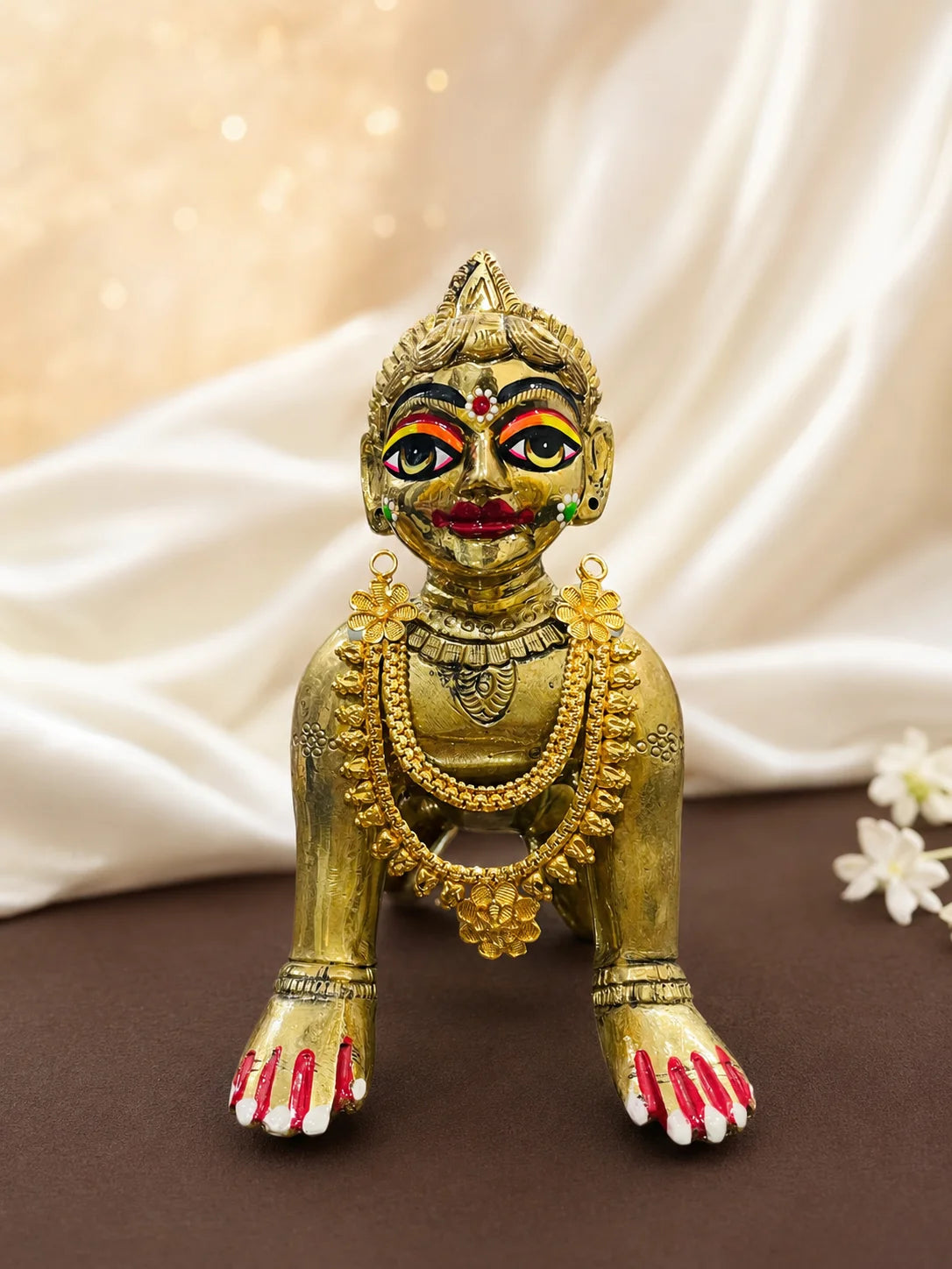 Nitya Gold Plated Floral Haar for Laddu Gopal, Radha Rani, Ram Lalla, Mata Rani and Other Deities