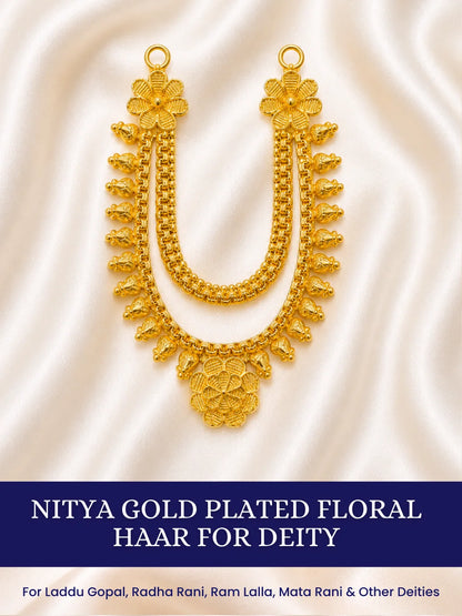 Nitya Gold Plated Floral Haar for Laddu Gopal, Radha Rani, Ram Lalla, Mata Rani and Other Deities