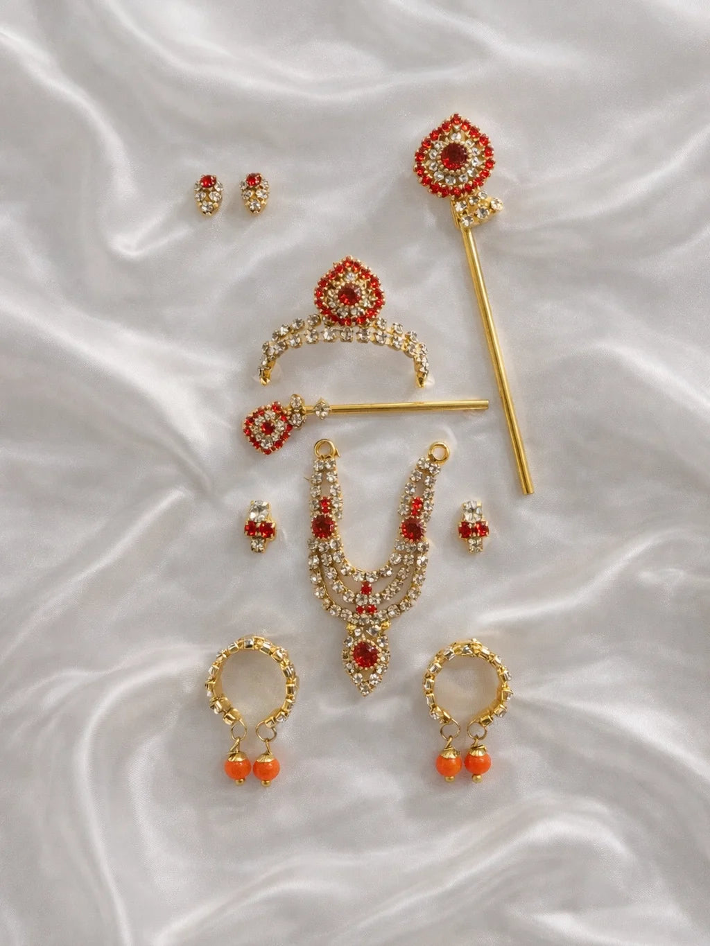 Orange Mukut Mala Set for Laddu Gopal