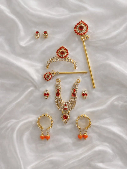 Orange Mukut Mala Set for Laddu Gopal