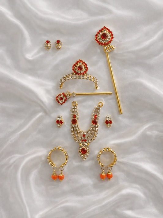 Orange Mukut Mala Set for Laddu Gopal