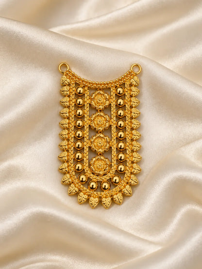 Padma Temple Gold Plated Haar for Deity featuring lotus-inspired detailing and a rich temple-style golden finish. Ideal for Laddu Gopal and festive shringar.
