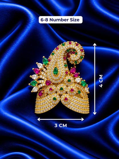 Shop Panna Pallavi AD Mukut for Jugal Jodi with jewel-inspired artistry, Kalash-style elegance and sparkling AD work for Laddu Gopal and festive shringar.