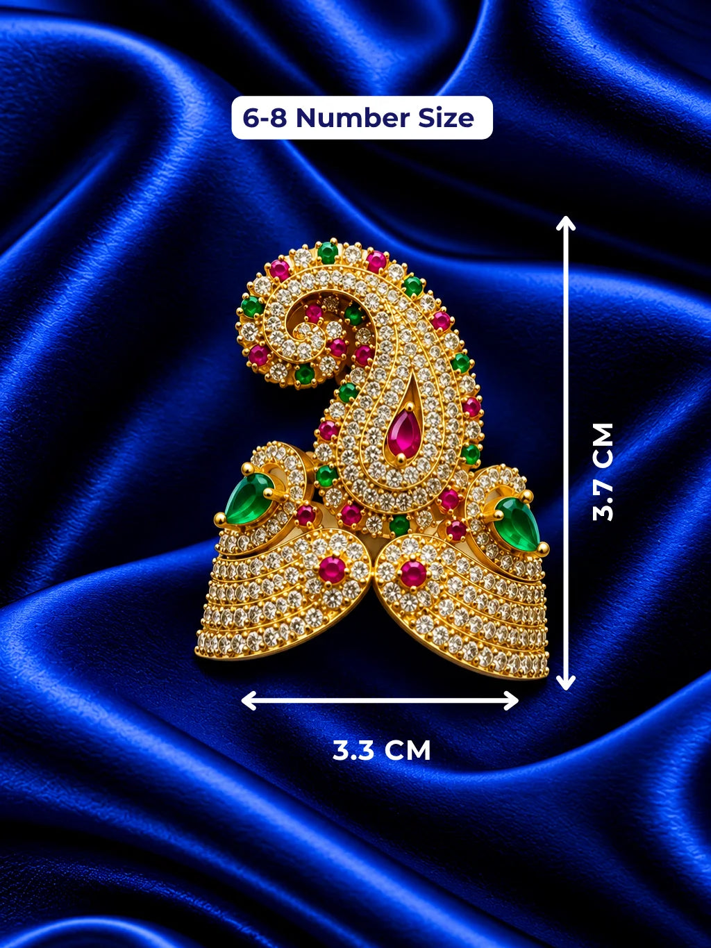 Shop Panna Pallavi AD Mukut for Jugal Jodi with jewel-inspired artistry, Kalash-style elegance and sparkling AD work for Laddu Gopal and festive shringar.