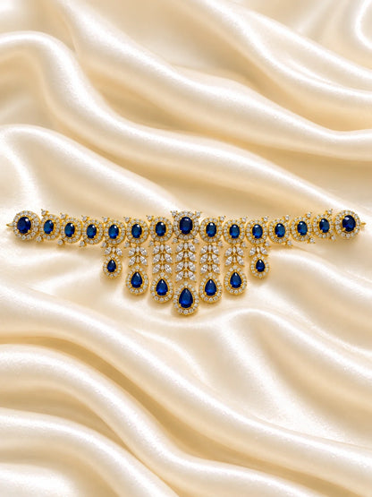 Panna Ratnadhara AD Kamarbandh for Deity featuring emerald-green inspired jewel detailing and sparkling American Diamond work for traditional deity waist shringar
