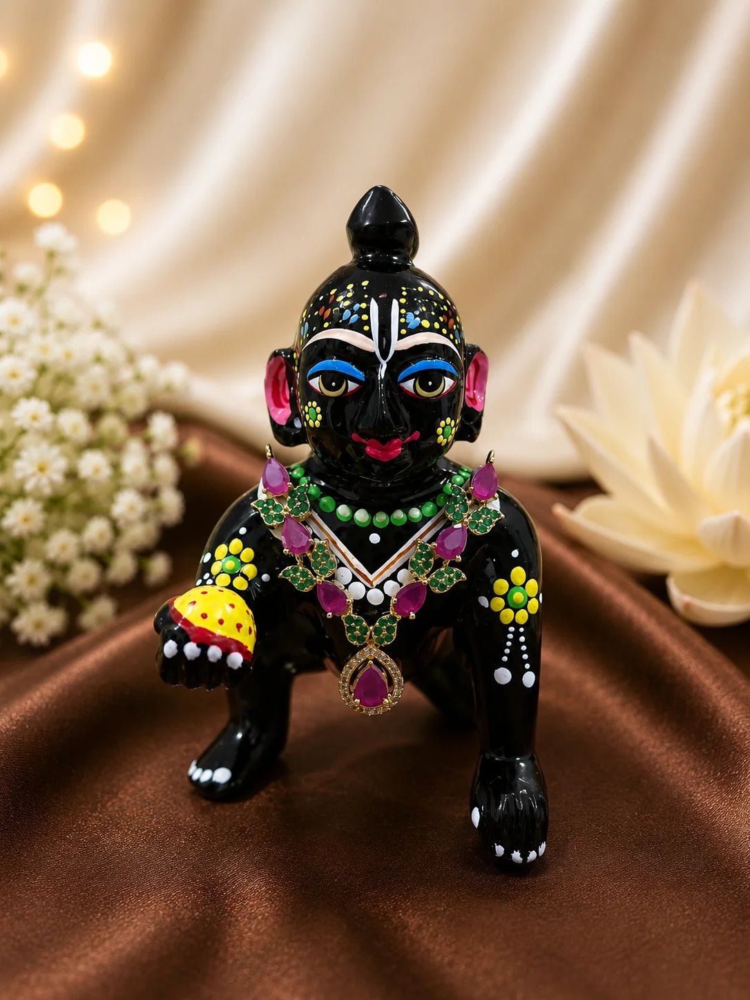 Pannika AD Necklace for Laddu Gopal with sparkling American diamond stone work