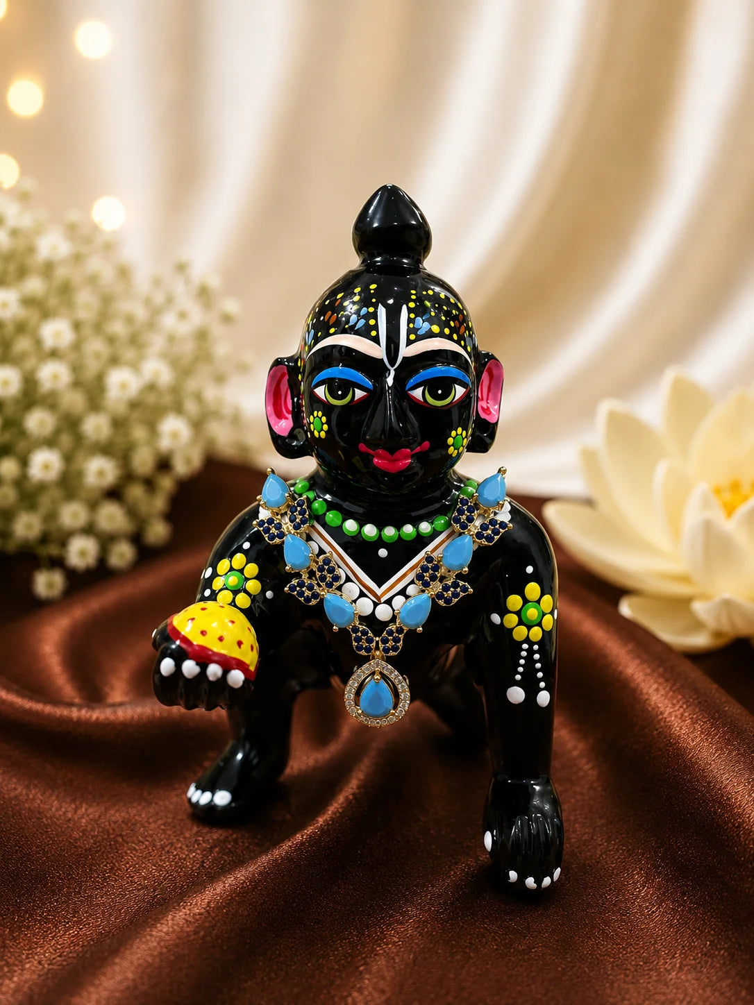 Pannika AD Necklace for Laddu Gopal with sparkling American diamond stone work