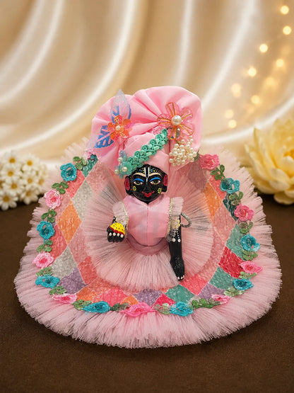 Pastel Diamond Sequin Net Laddu Gopal Dress Set