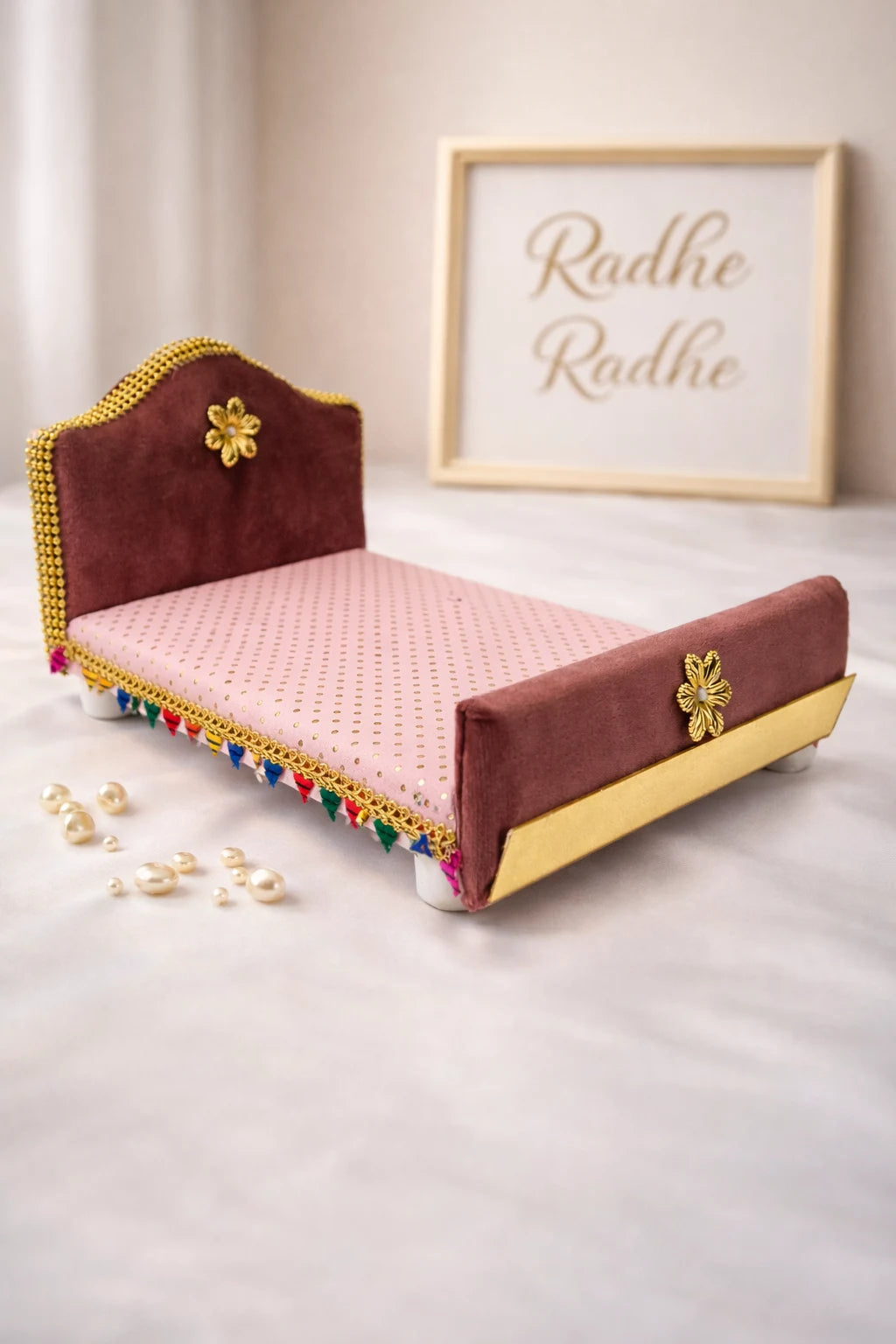 Pastel Pink Laddu Gopal Bed