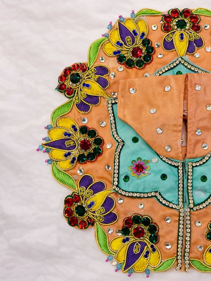 Peach color Laddu Gopal dress for soft and graceful shringar