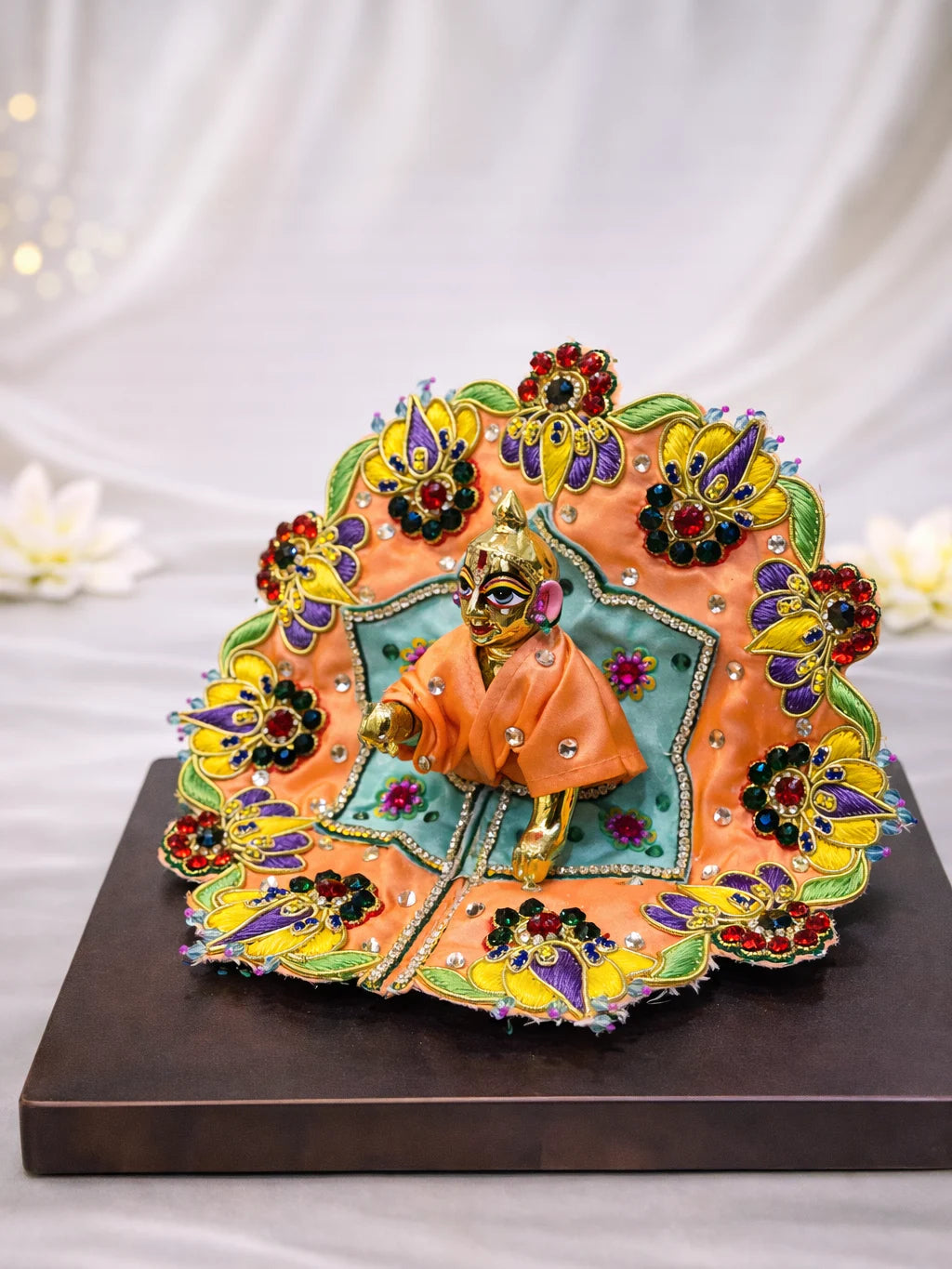 Peach color Laddu Gopal dress for soft and graceful shringar