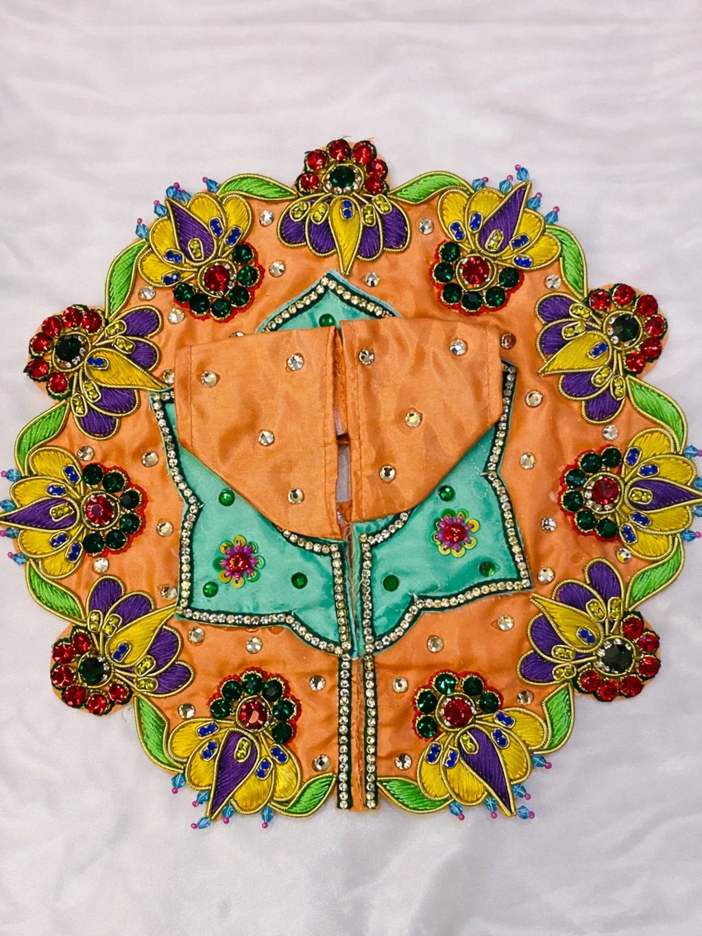 Peach color Laddu Gopal dress for soft and graceful shringar