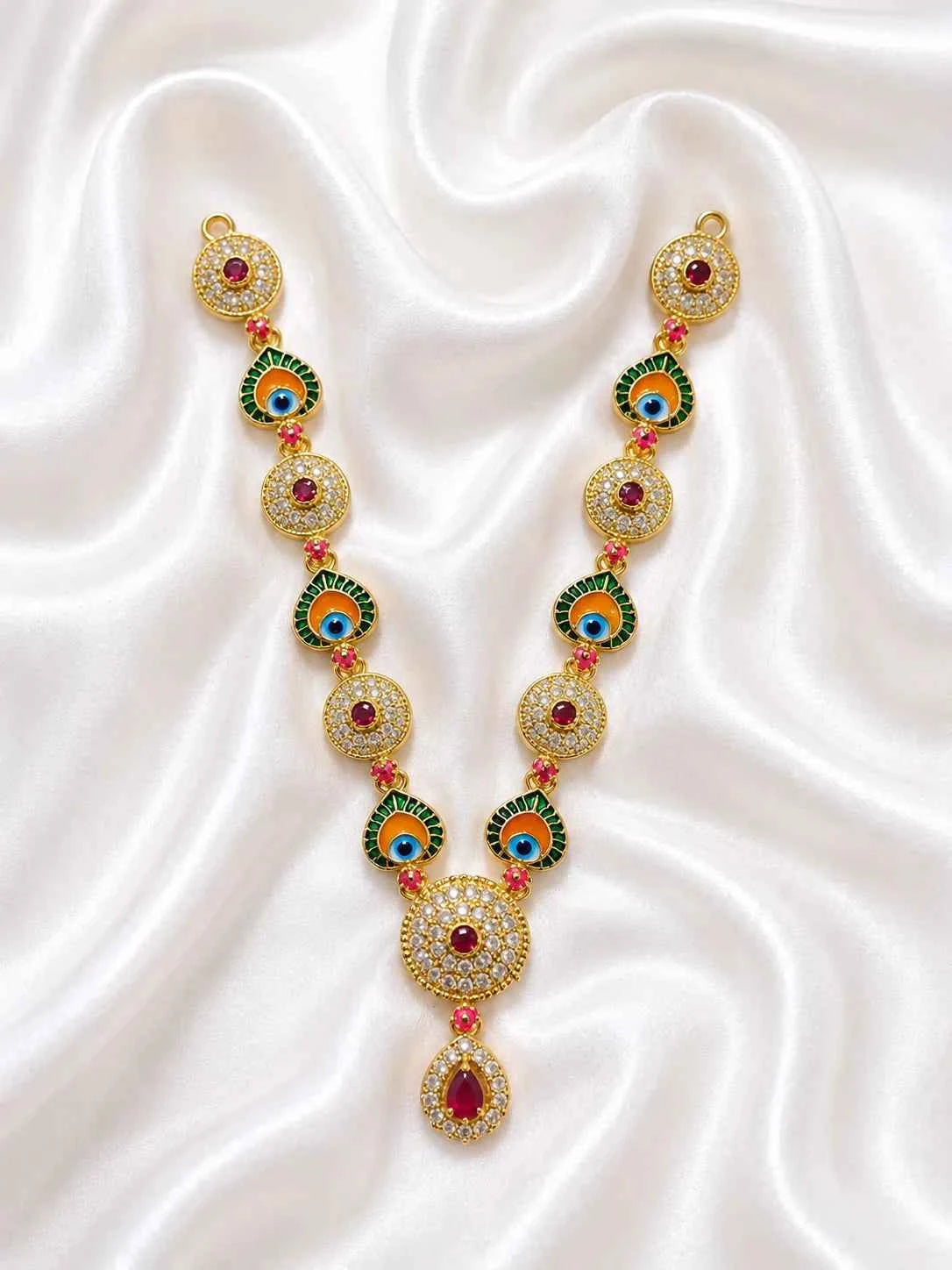 Peacock Eye Meenakari AD Garland for Deity