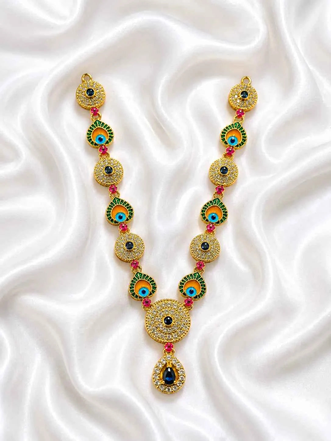 Peacock Eye Meenakari AD Garland for Deity