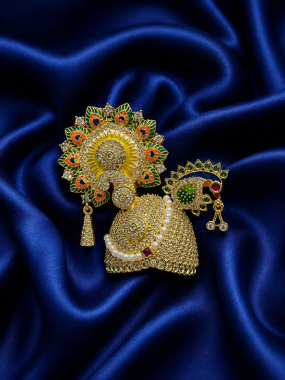 Peacock Rajkala AD Mukut for Deity – Royal Divine Shringar Collection