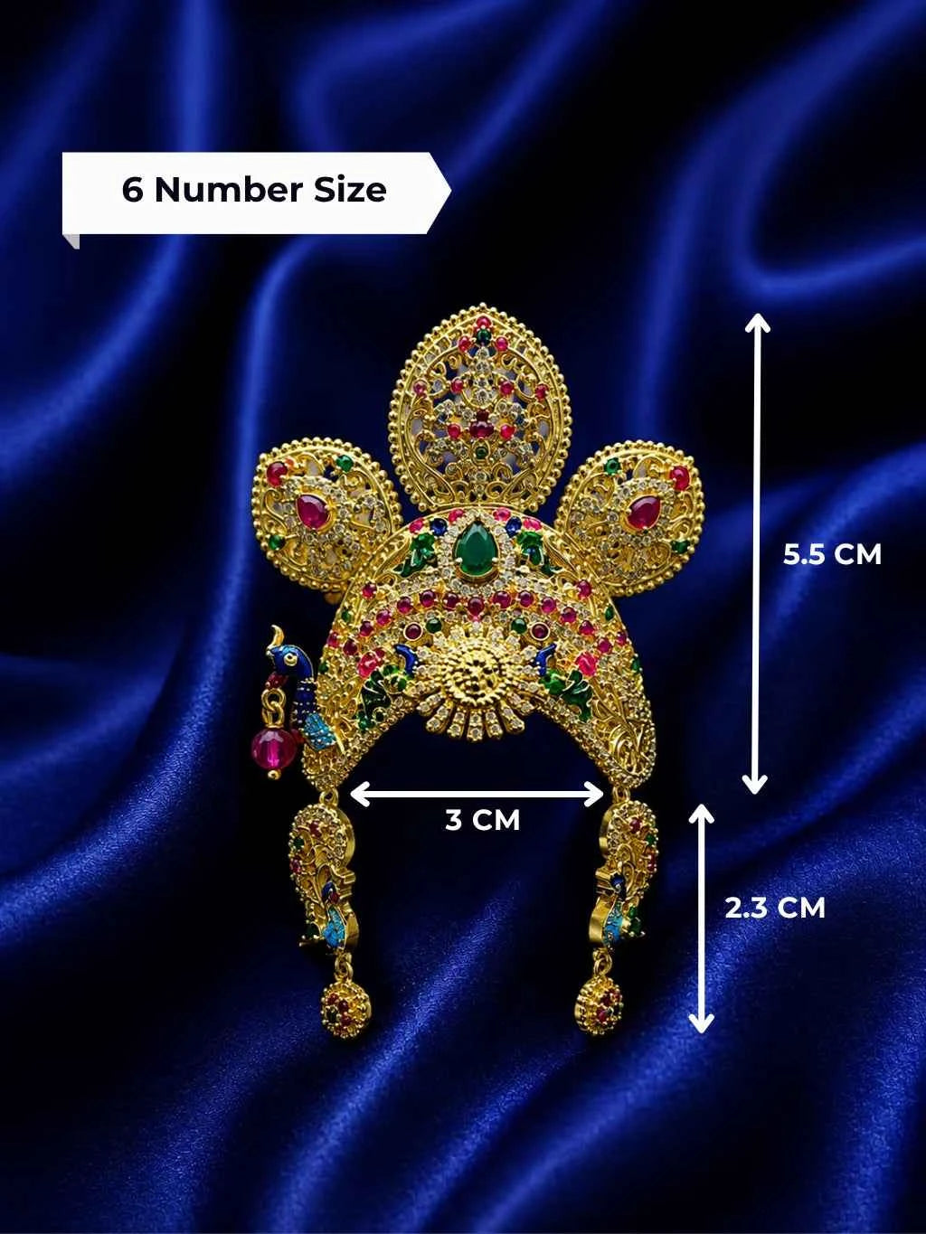 Peacock Rajkala Mukut with Attached Earrings