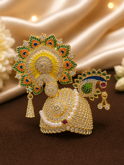 Peacock Rajkala AD Mukut for Deity – Royal Divine Shringar Collection