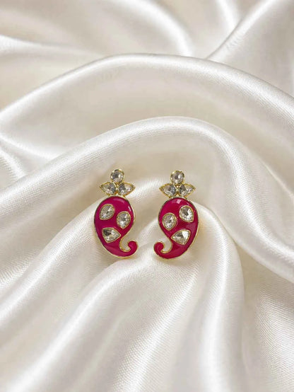 Pink AD Designer Earrings for Deity