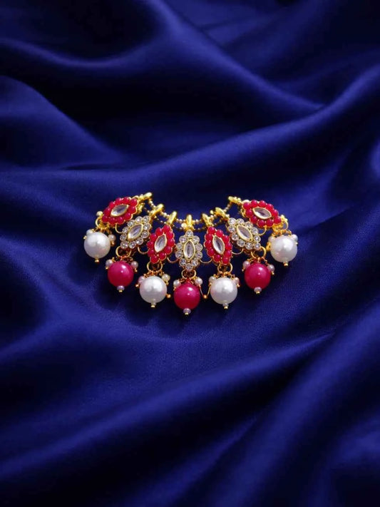 Pink Color Classic Pearl Kundan Mala