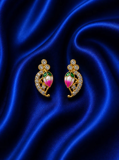 Pink Floral Earrings for Deity