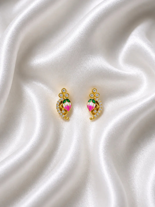 Pink Floral Earrings for Deity