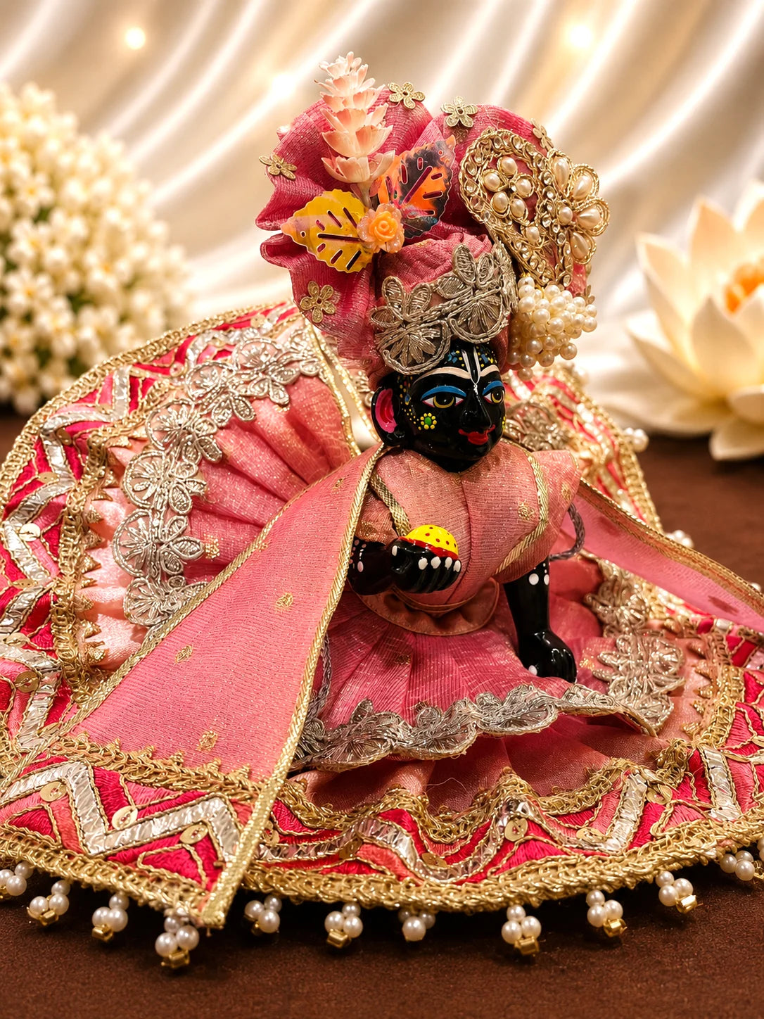 Pink Chanderi Silk Laddu Gopal Dress