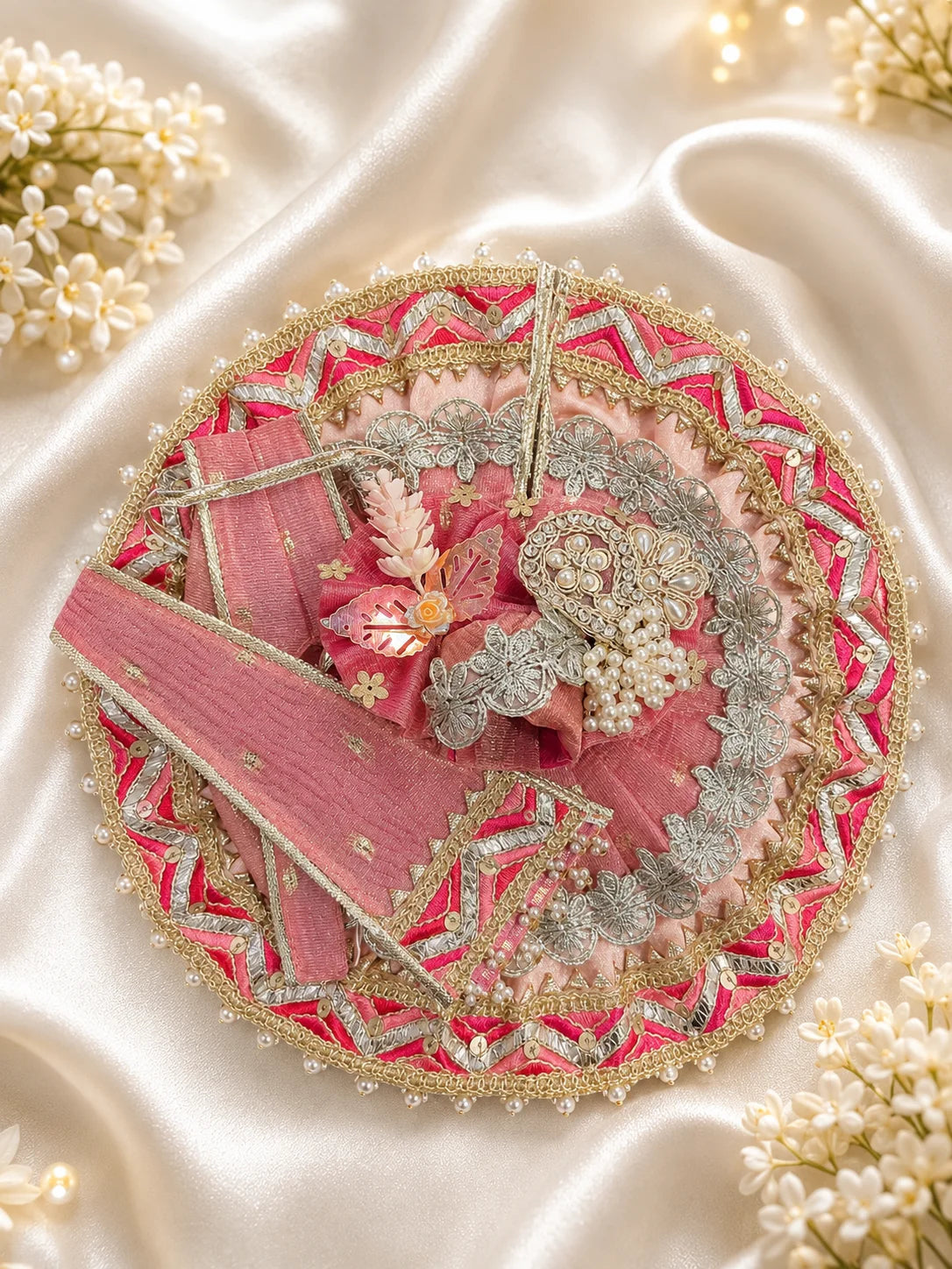 Pink Chanderi Silk Laddu Gopal Dress