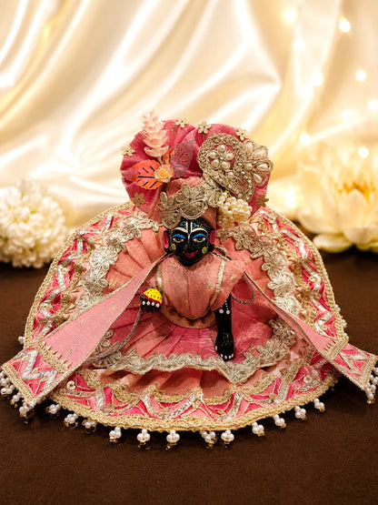 Pink Chanderi Silk Laddu Gopal Dress