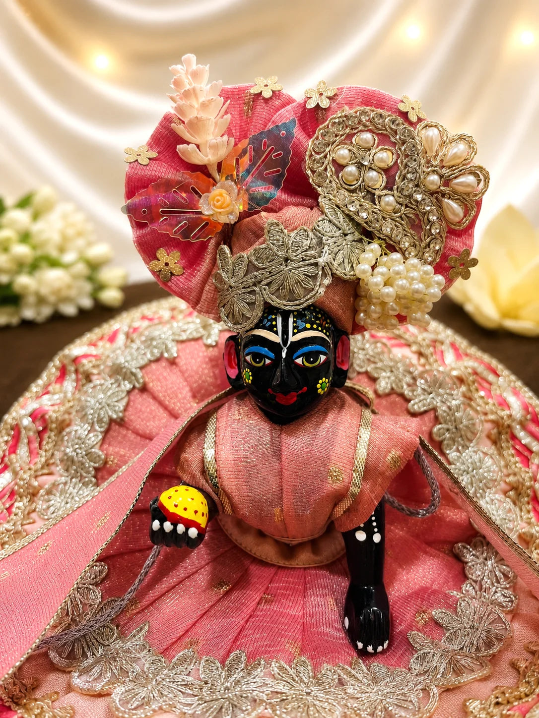 Pink Chanderi Silk Laddu Gopal Dress