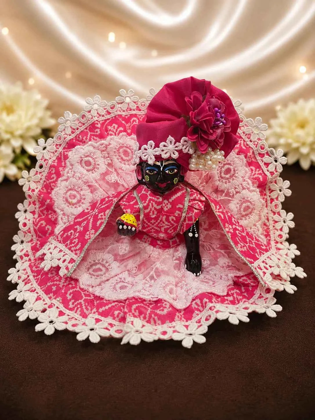 Pink Cotton Bandhani Print Laddu Gopal Dress
