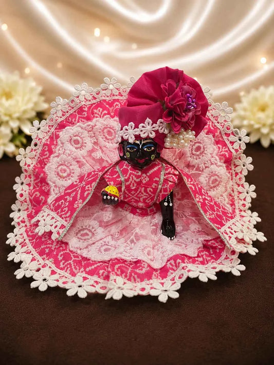 Pink Cotton Bandhani Print Laddu Gopal Dress